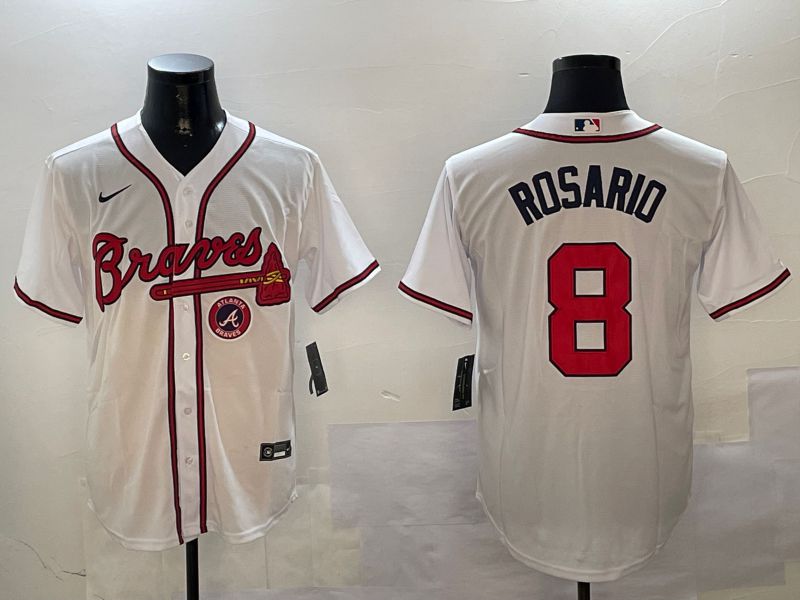 Men Atlanta Braves 8 Rosario White Game 2024 Nike MLB Jersey style 1